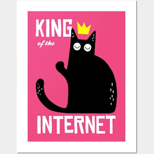 funny cat – Cat is the king of the Internet (pink variant) Posters and Art